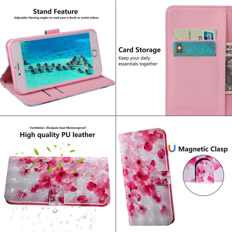 Flip Cover iPhone 13 Mini Lys Plet Blomster Blomstrer