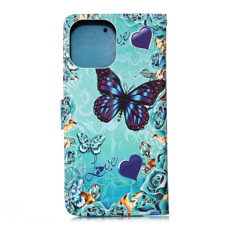 Flip Cover iPhone 13 Mini Med Snor Elsker Butterflies Strappy