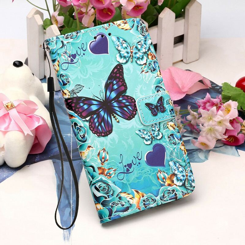 Flip Cover iPhone 13 Mini Med Snor Elsker Butterflies Strappy