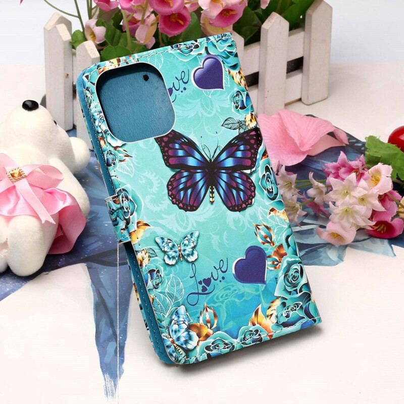 Flip Cover iPhone 13 Mini Med Snor Elsker Butterflies Strappy