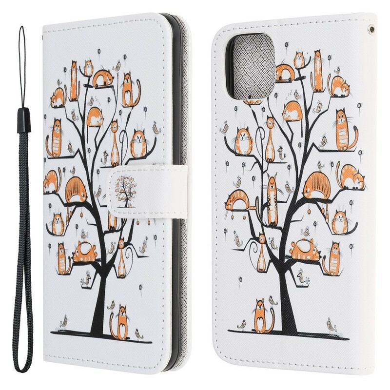 Flip Cover iPhone 13 Mini Med Snor Funky Cats Med Rem