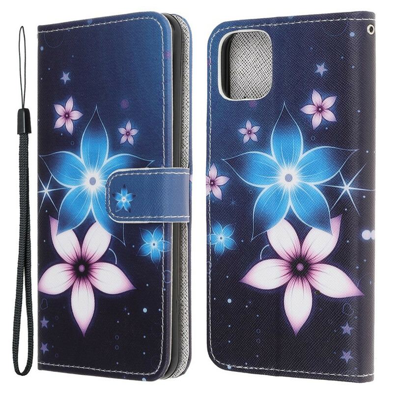 Flip Cover iPhone 13 Mini Med Snor Lunar Strap Blomster