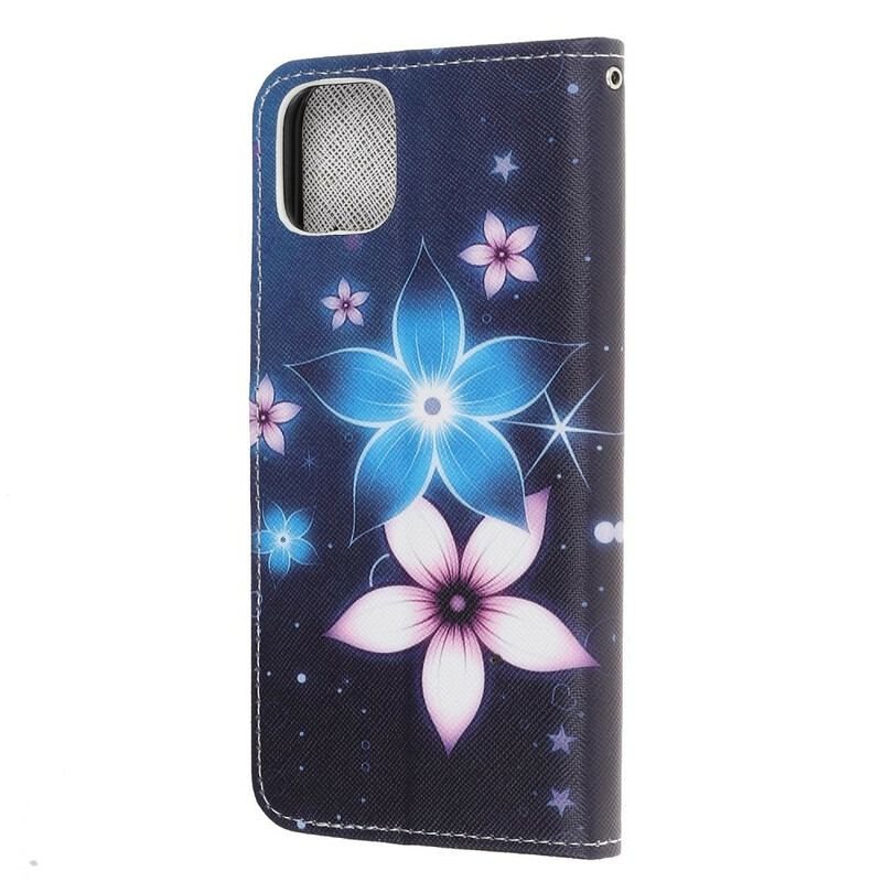 Flip Cover iPhone 13 Mini Med Snor Lunar Strap Blomster