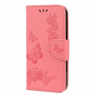 Flip Cover iPhone 13 Mini Med Snor Pragtfulde Stropsommerfugle