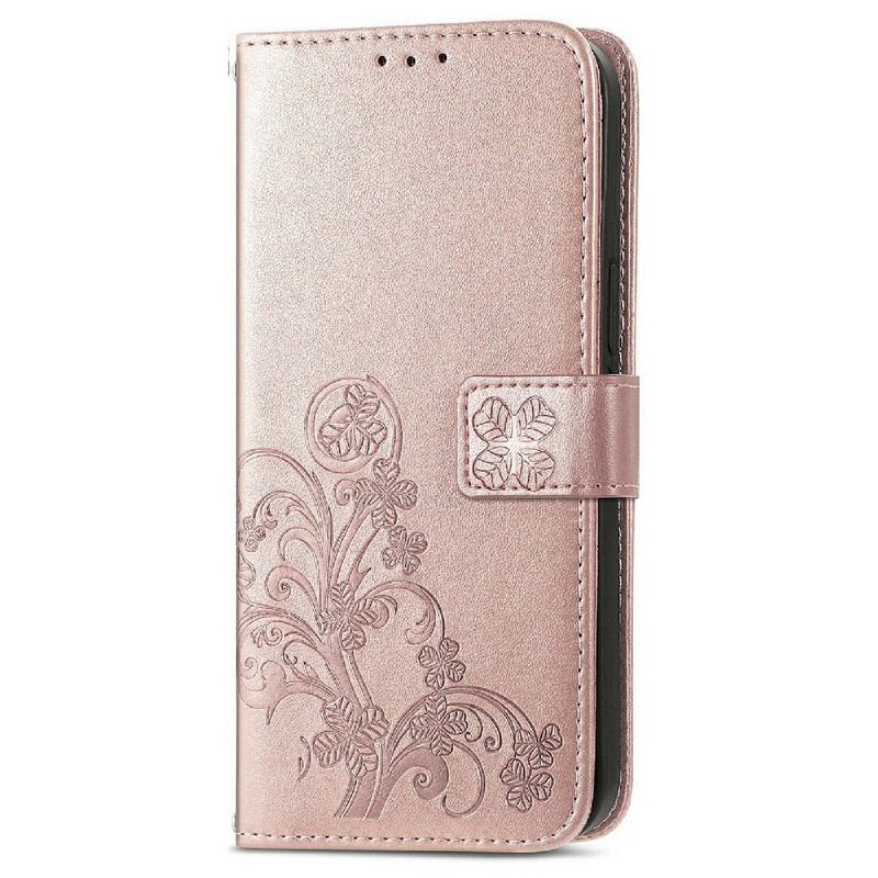 Flip Cover iPhone 13 Mini Med Snor Sommerfugle Og Blomsterrem