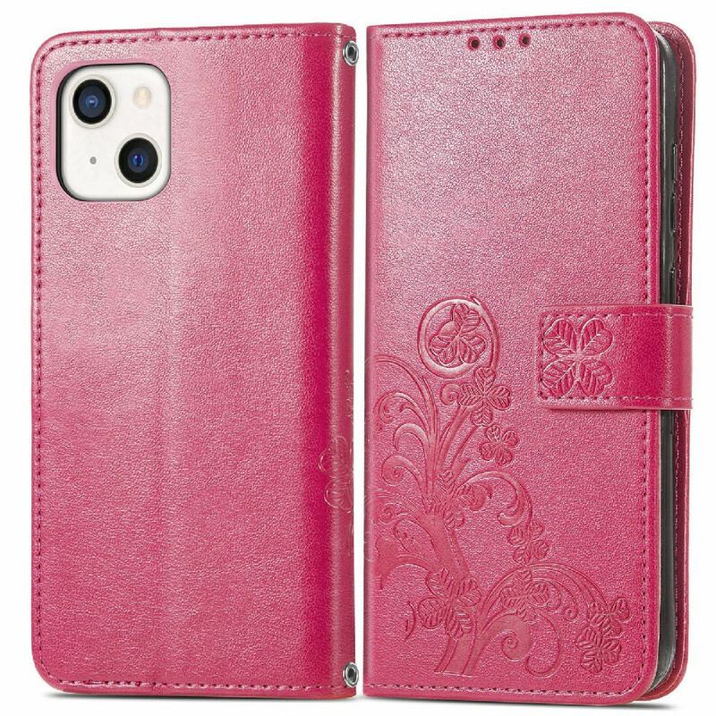 Flip Cover iPhone 13 Mini Med Snor Sommerfugle Og Blomsterrem