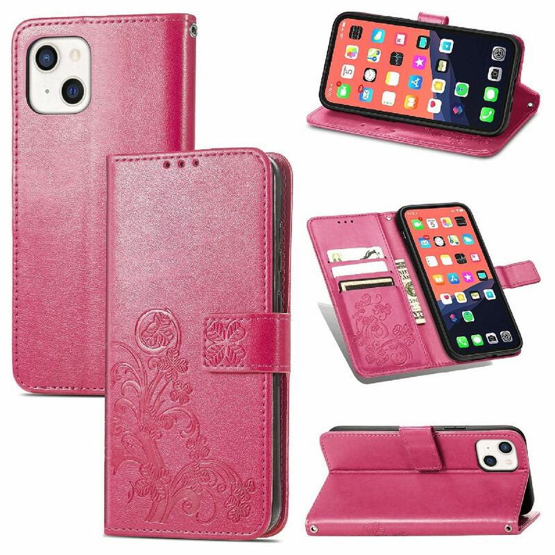 Flip Cover iPhone 13 Mini Med Snor Sommerfugle Og Blomsterrem