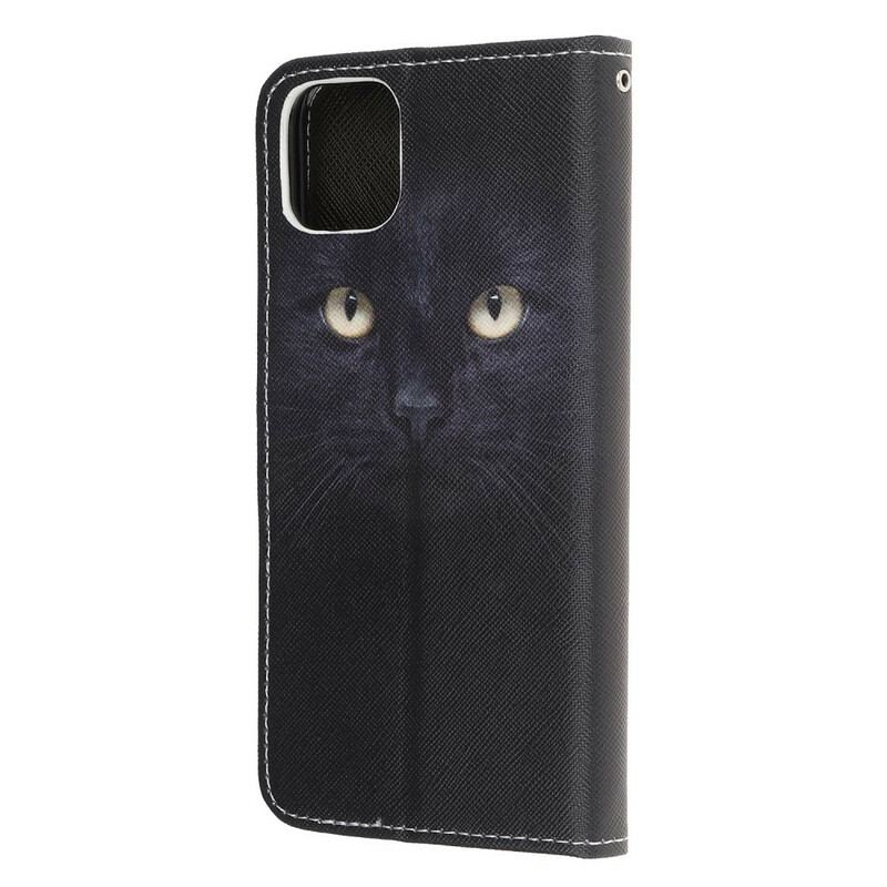 Flip Cover iPhone 13 Mini Med Snor Strappy Black Cat Eyes