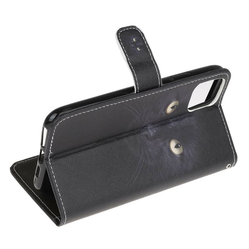 Flip Cover iPhone 13 Mini Med Snor Strappy Black Cat Eyes