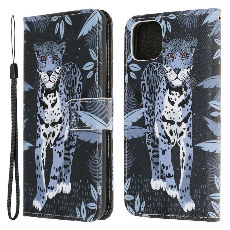 Flip Cover iPhone 13 Mini Med Snor Strappy Leopard