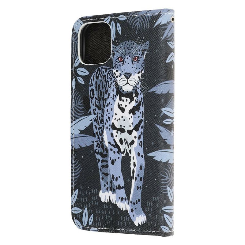 Flip Cover iPhone 13 Mini Med Snor Strappy Leopard