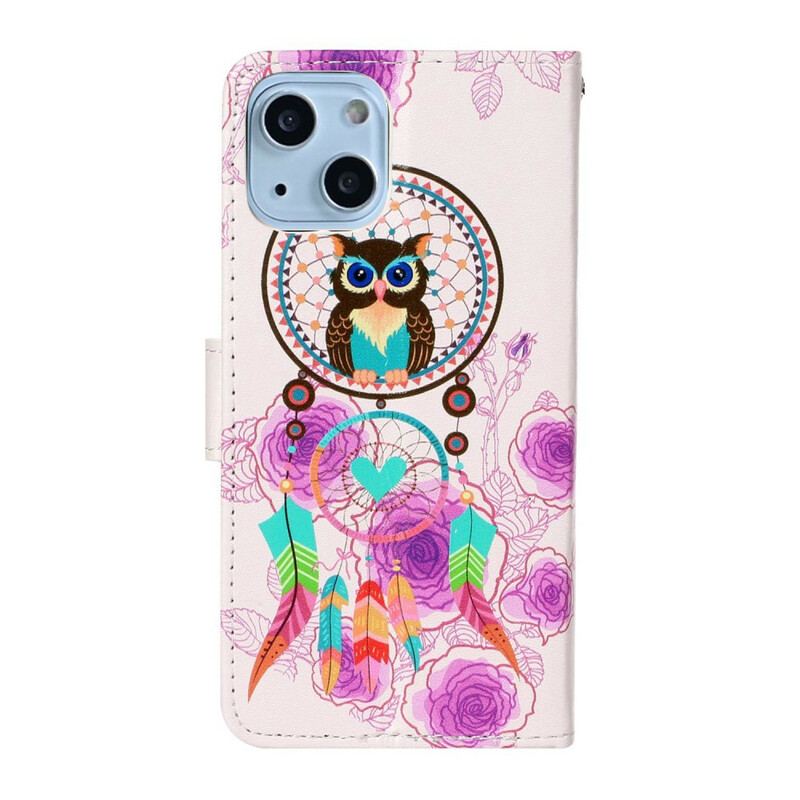 Flip Cover iPhone 13 Mini Med Snor Strappy Owl Mandala