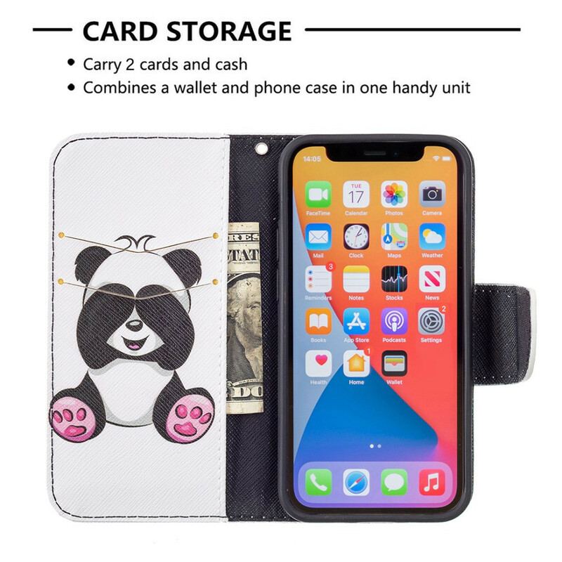 Flip Cover iPhone 13 Mini Panda Sjov