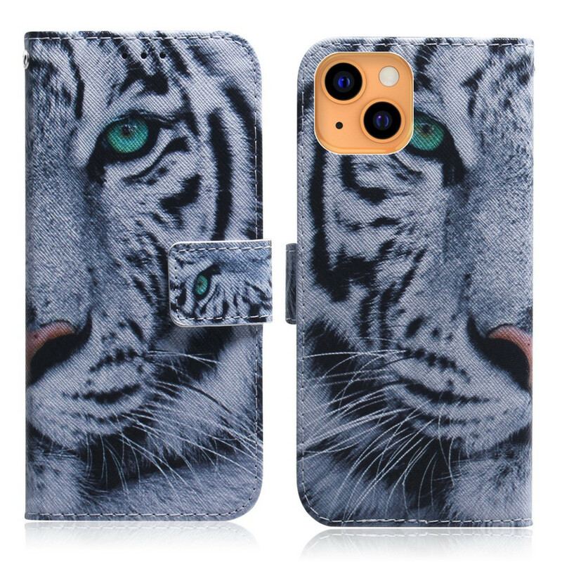 Flip Cover iPhone 13 Mini Tiger Ansigt