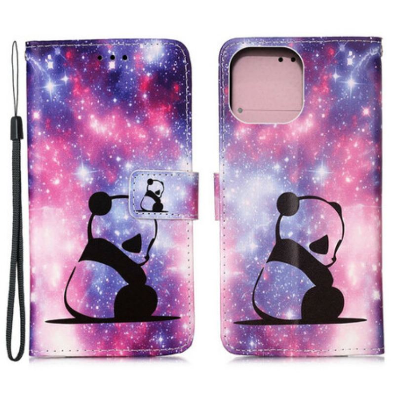 Læder Cover iPhone 13 Mini Panda Galaxy