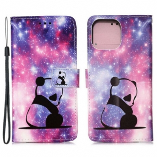 Læder Cover iPhone 13 Mini Panda Galaxy