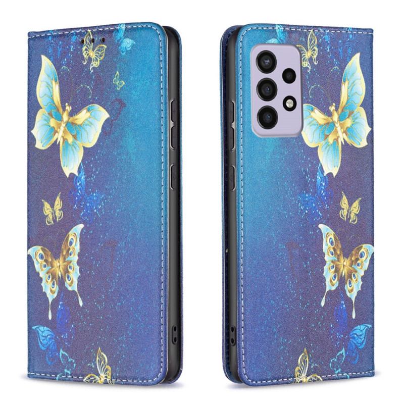 Cover Samsung Galaxy A33 5G Flip Cover Farverige Sommerfugle