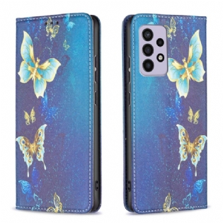 Cover Samsung Galaxy A33 5G Flip Cover Farverige Sommerfugle