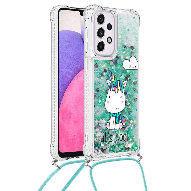 Cover Samsung Galaxy A33 5G Med Snor Unicorn Glitter Snøre