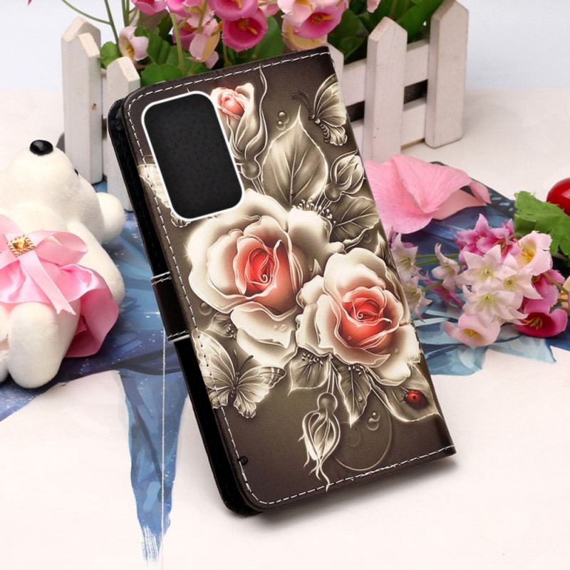 Flip Cover Samsung Galaxy A33 5G Gyldne Roser