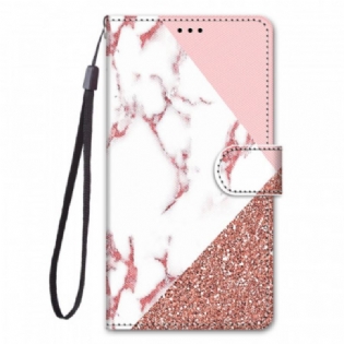 Flip Cover Samsung Galaxy A33 5G Marmor Og Glitter Trekant