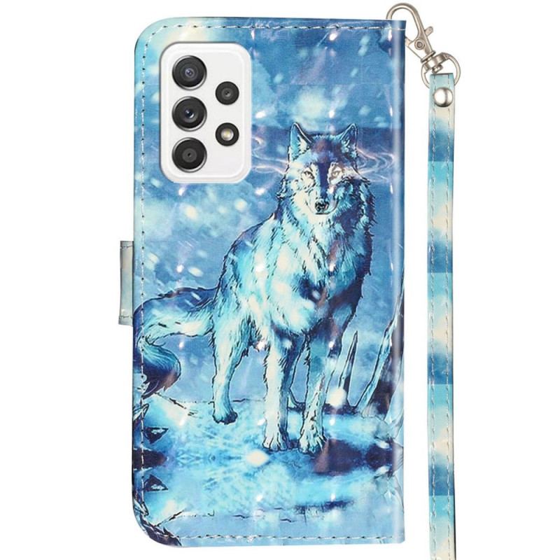 Flip Cover Samsung Galaxy A33 5G Med Snor Lanyard Wolf