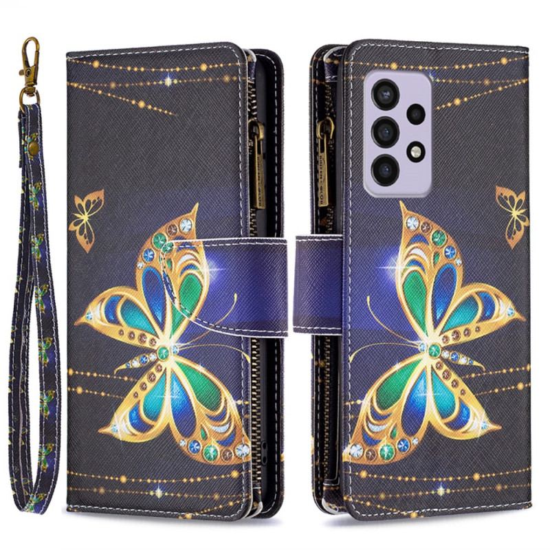 Flip Cover Samsung Galaxy A33 5G Royal Butterfly-lomme Med Lynlås