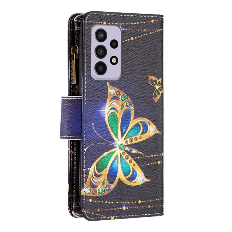 Flip Cover Samsung Galaxy A33 5G Royal Butterfly-lomme Med Lynlås