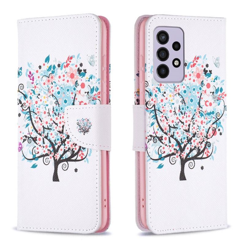 Læder Cover Samsung Galaxy A33 5G Blomstret Træ