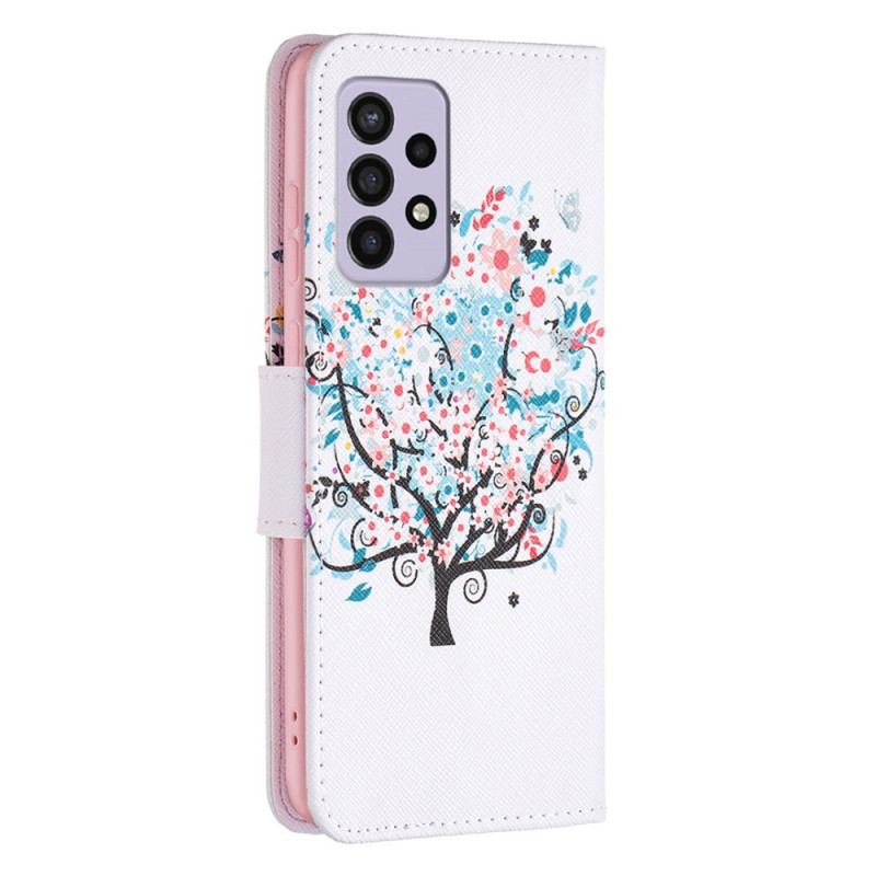 Læder Cover Samsung Galaxy A33 5G Blomstret Træ