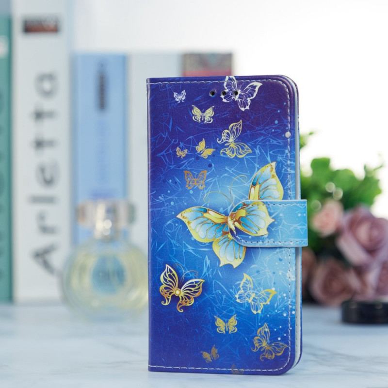 Læder Cover Samsung Galaxy A33 5G Flugt Af Sommerfugle