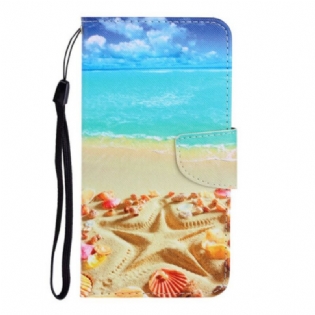 Flip Cover Samsung Galaxy S20 Ultra Med Snor Lanyard Beach