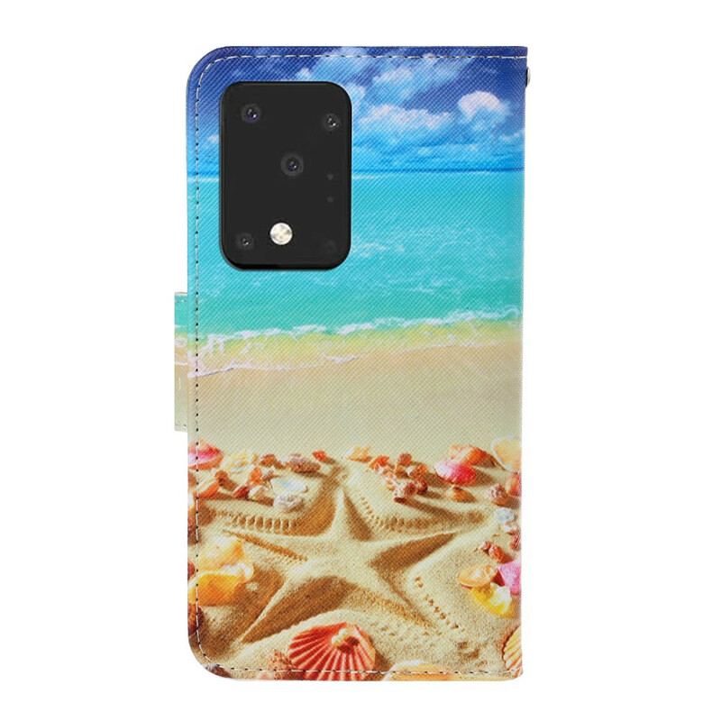 Flip Cover Samsung Galaxy S20 Ultra Med Snor Lanyard Beach