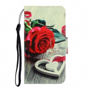 Flip Cover Samsung Galaxy S20 Ultra Med Snor Romantisk Rose Med Rem