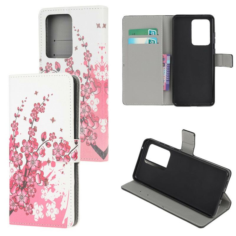 Flip Cover Samsung Galaxy S20 Ultra Tropiske Blomster