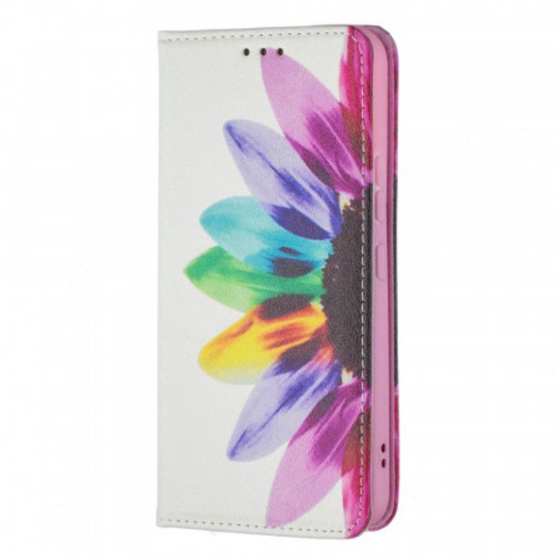 Cover Samsung Galaxy S22 5G Flip Cover Akvarel Blomst