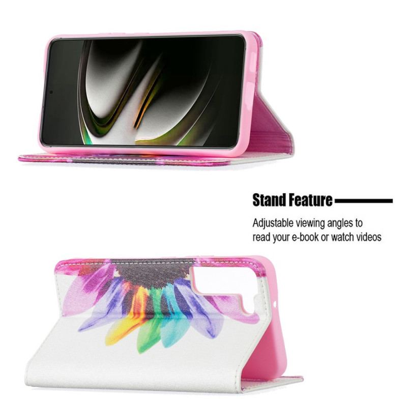 Cover Samsung Galaxy S22 5G Flip Cover Akvarel Blomst