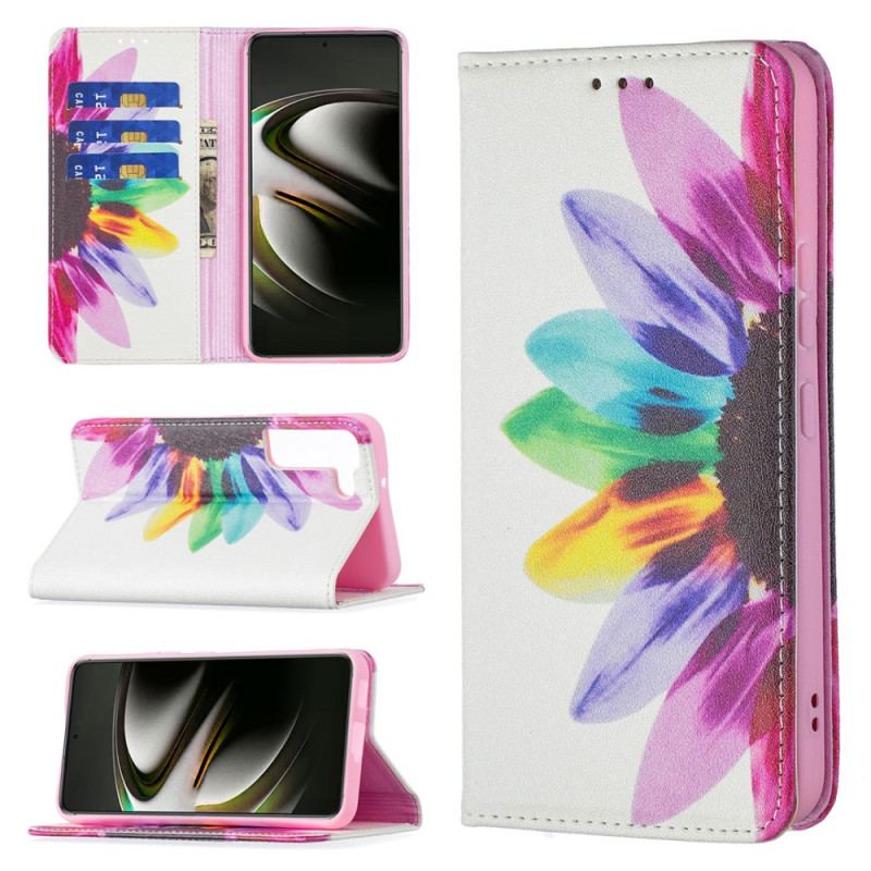 Cover Samsung Galaxy S22 5G Flip Cover Akvarel Blomst