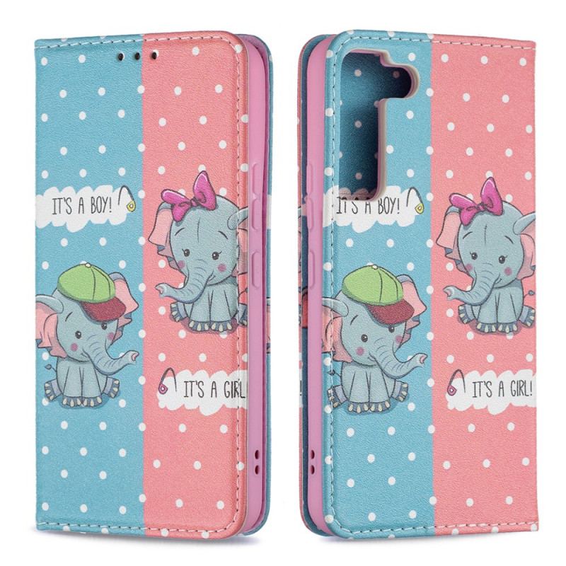 Cover Samsung Galaxy S22 5G Flip Cover Baby Elefanter