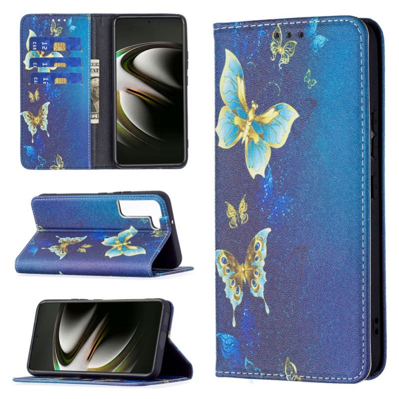 Cover Samsung Galaxy S22 5G Flip Cover Farverige Sommerfugle