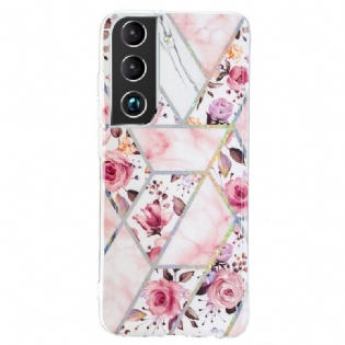 Cover Samsung Galaxy S22 5G Marmorerede Blomster