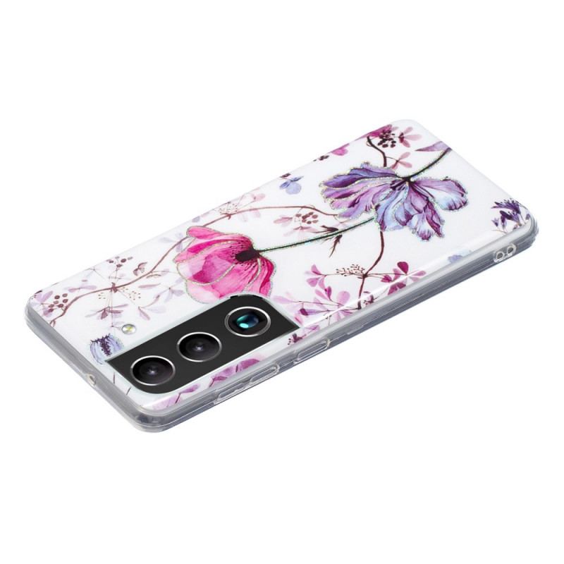Cover Samsung Galaxy S22 5G Marmorerede Blomster