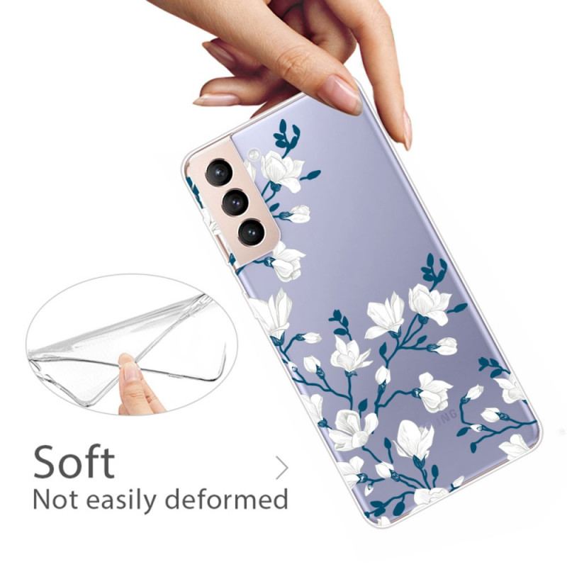 Cover Samsung Galaxy S22 5G Sømløse Hvide Blomster