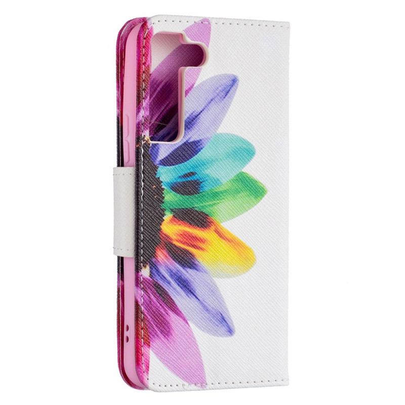 Flip Cover Samsung Galaxy S22 5G Akvarel Blomst