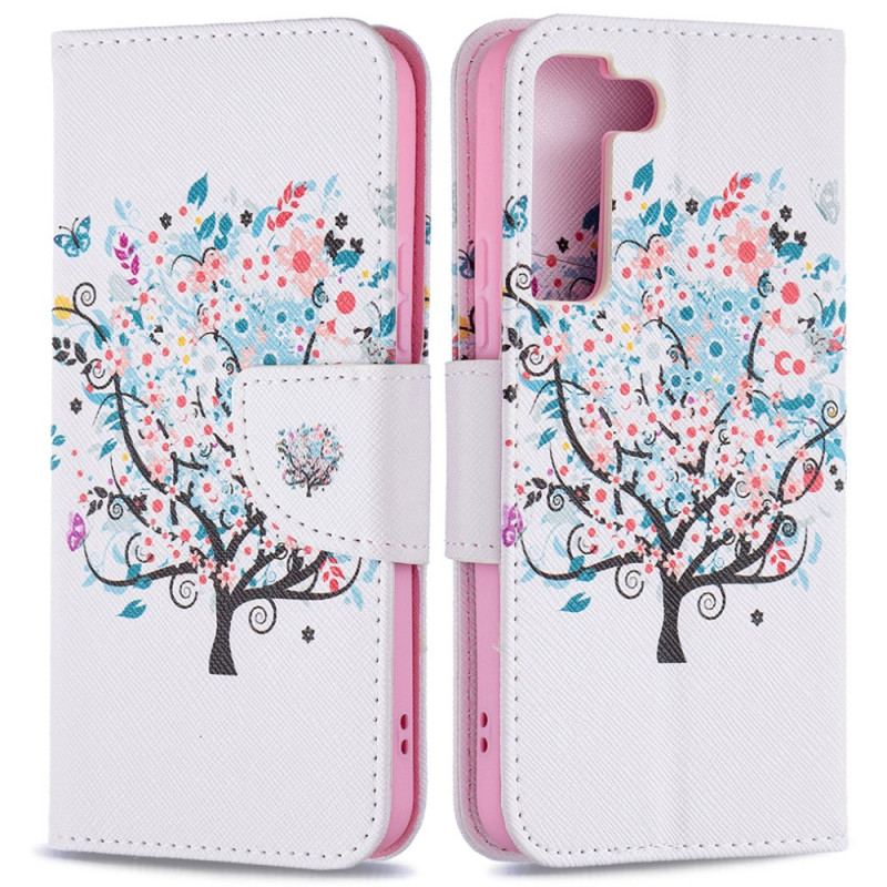 Flip Cover Samsung Galaxy S22 5G Blomstret Træ