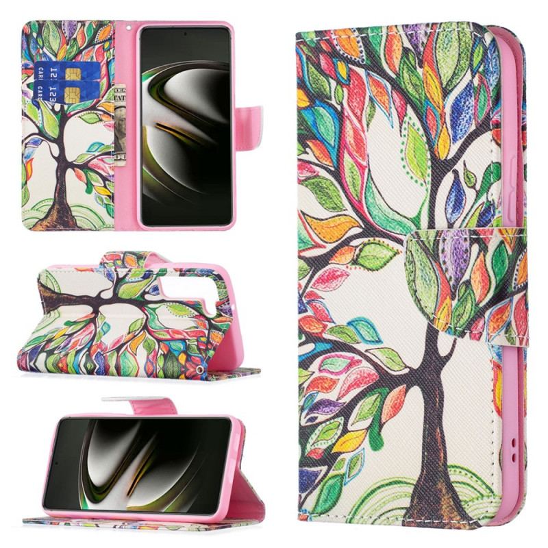 Flip Cover Samsung Galaxy S22 5G Farverigt Træ