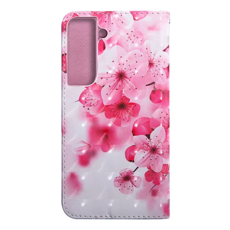 Flip Cover Samsung Galaxy S22 5G Lyserøde Blomster