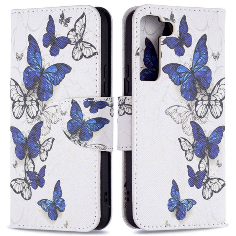 Flip Cover Samsung Galaxy S22 5G Sommerfugle Konger