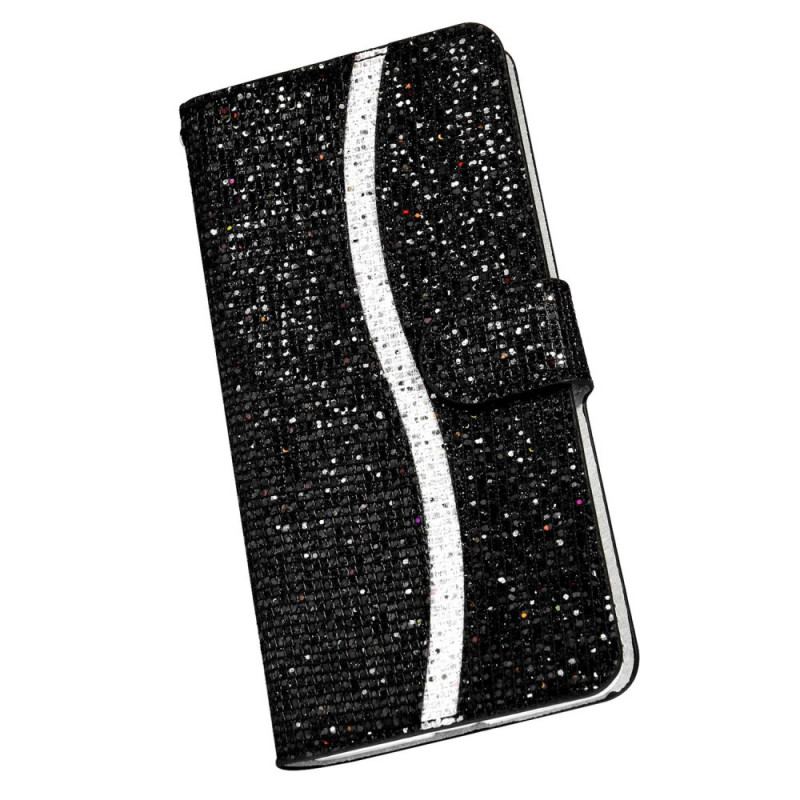 Læder Cover Samsung Galaxy S22 5G Pailletter S Design