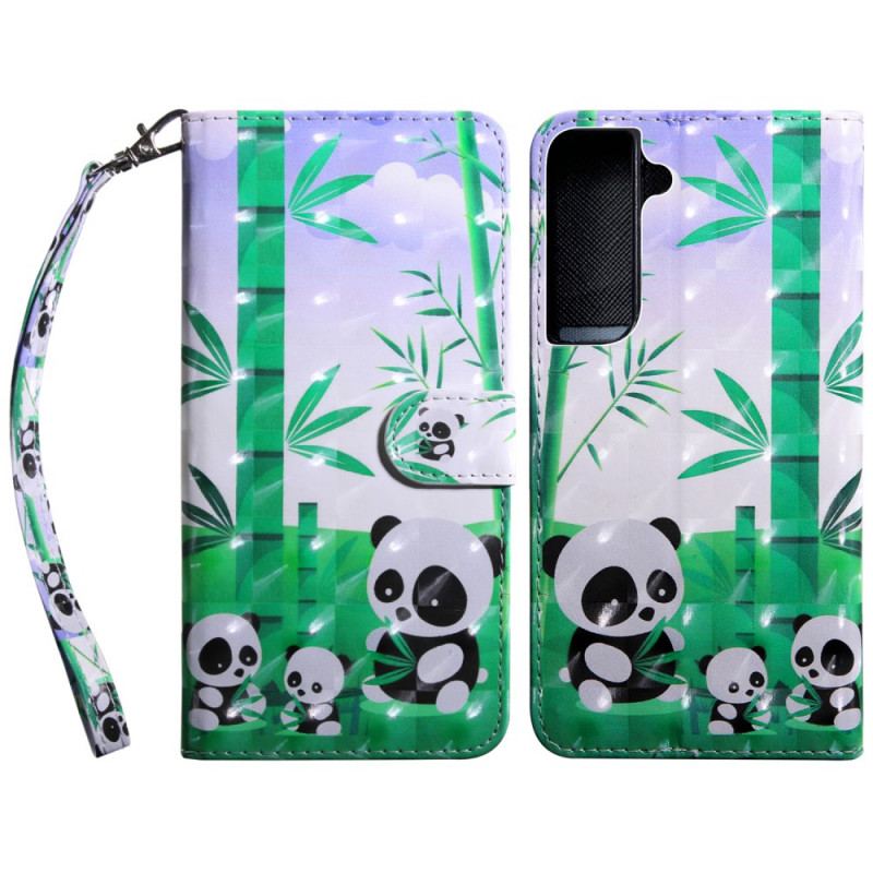 Læder Cover Samsung Galaxy S22 5G Panda Familie